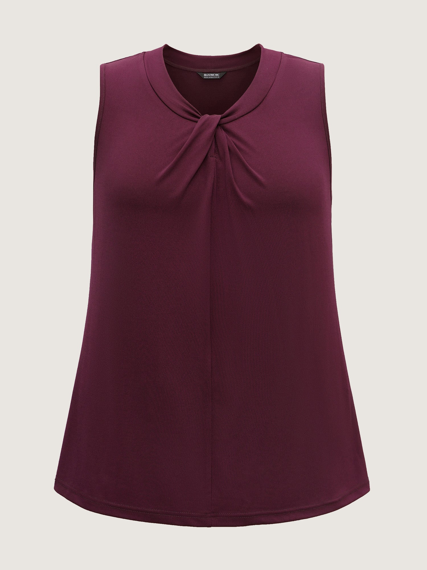 Solid Asymmetrical Neck Twist Front Tank Top